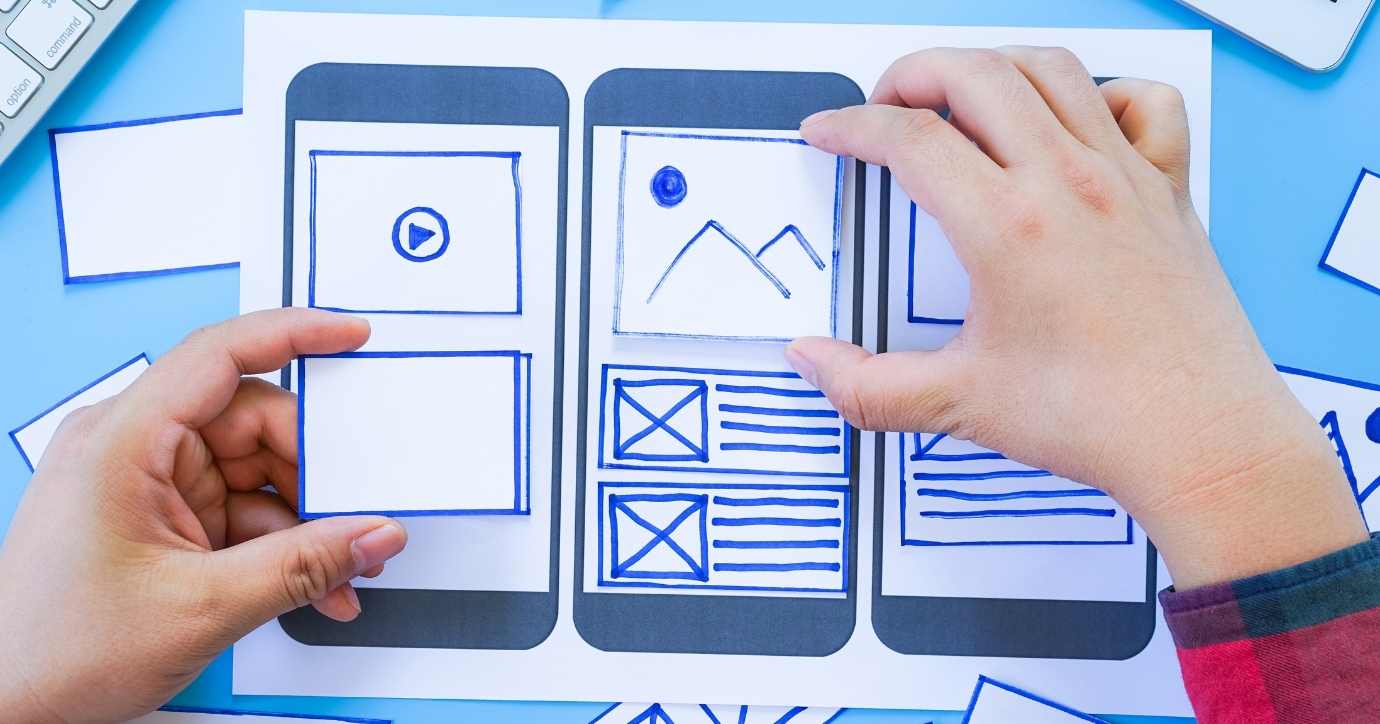 UX cut and paste design of a mobile app using construction paper