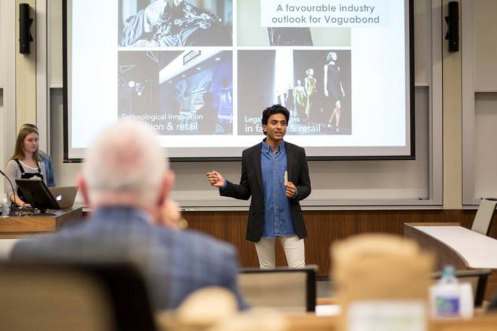 Student Project Pitching To Entrepreneurs In Residence In Ivey Classroom 3