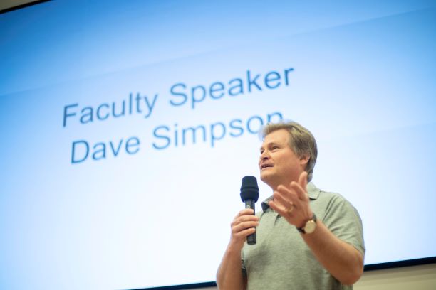 David Simpson speaking at an event