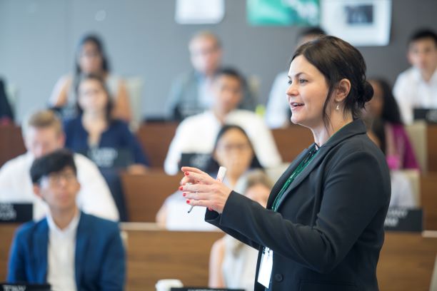 Professor Oana Branzei lecturing teaching class