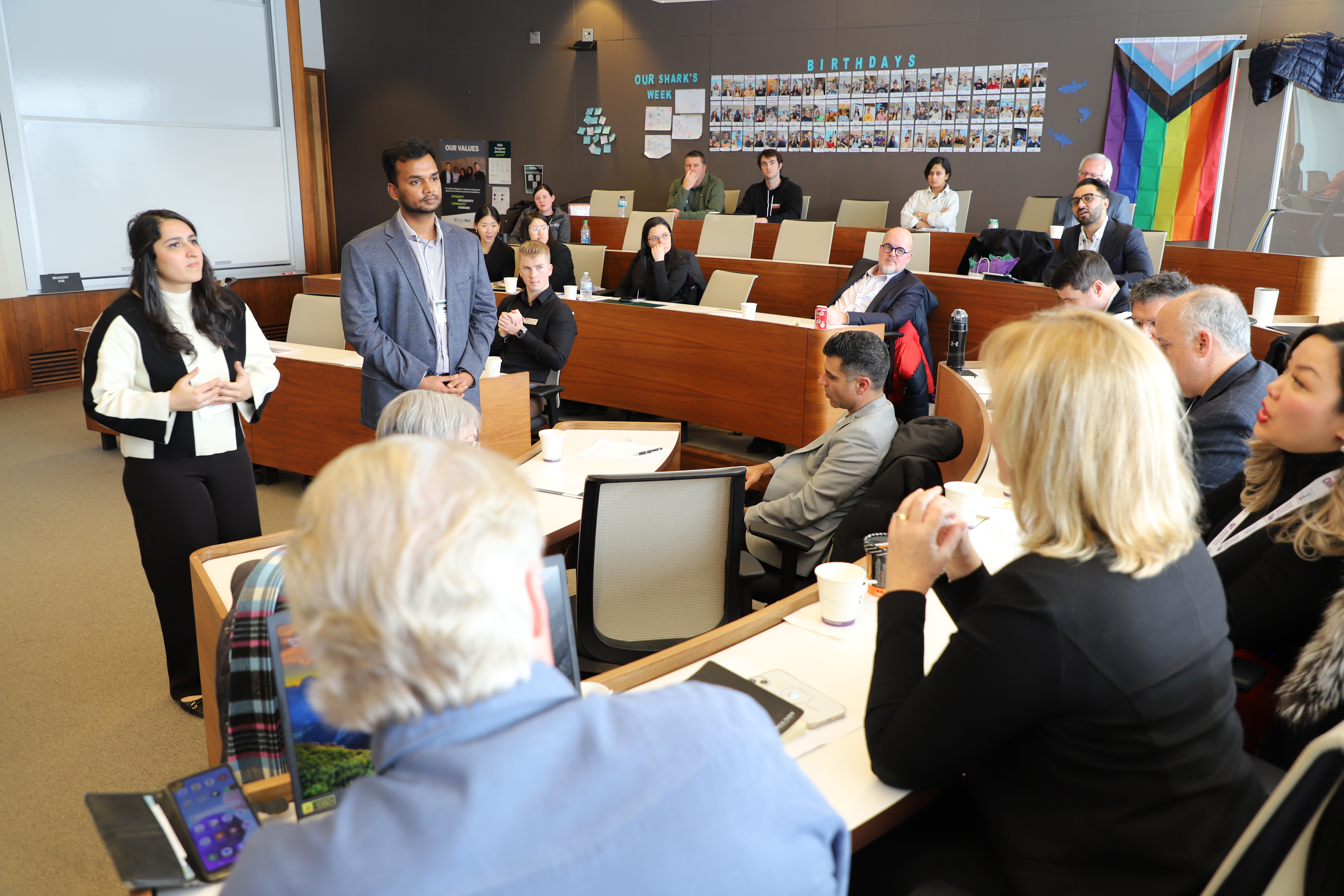 University of Waterloo's Minaal Butt and Jesurun Ramesh answer questions from the judges