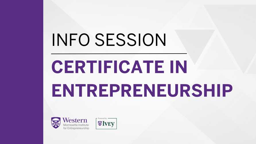 Info Session - Certificate in Entrepreneurship